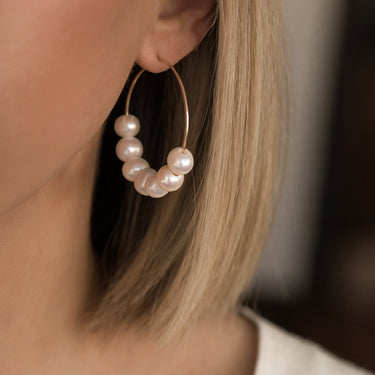 Cannes Pearl Hoops - Magpie Jewellery