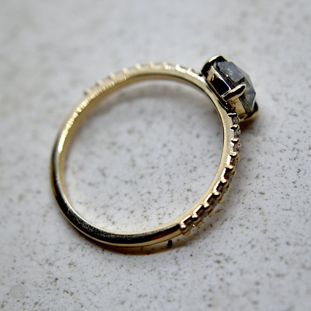 0.69ct Salt & Pepper Diamond Engagement Ring - Magpie Jewellery