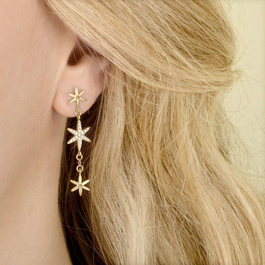 3 Star Diamond Pave Dangler Earring | Magpie Jewellery
