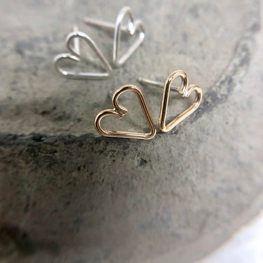 Wire Heart Studs | Magpie Jewellery | Gold-fill