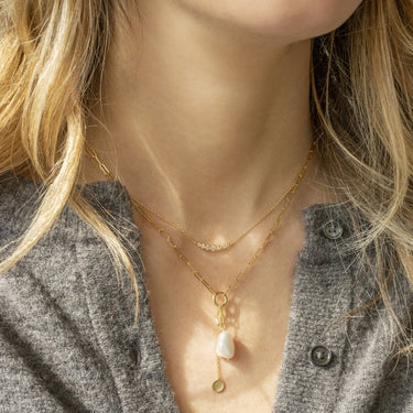 'Luna' Paperclip and Keshi Nugget Necklace - Magpie Jewellery