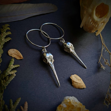 Hummingbird Skull Hoops - Magpie Jewellery
