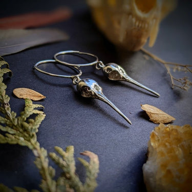 Hummingbird Skull Hoops - Magpie Jewellery