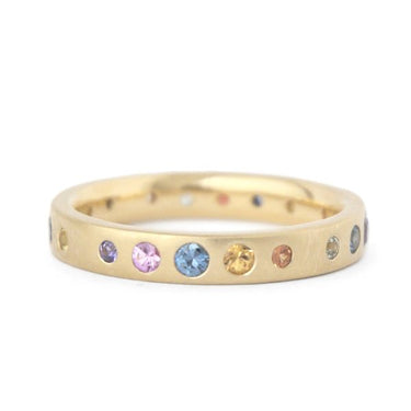 Multi-Colour Gypsy Set Sapphire Band - Magpie Jewellery