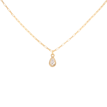 'Boulder' Pear Diamond Pendant on Elongated Box Chain | Magpie Jewellery