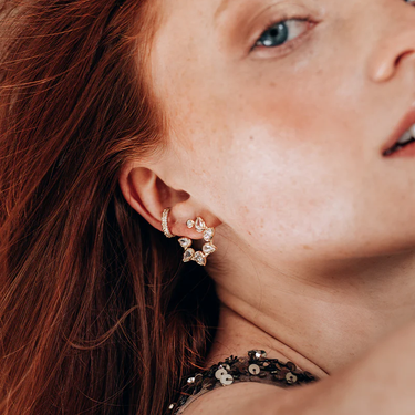 Mélia Pear Front to Back Hoops | Magpie Jewellery