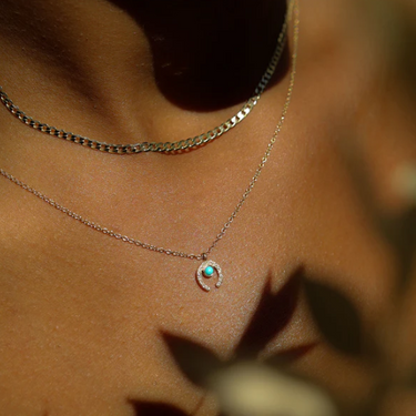 Luck Necklace Gold, Turquoise & Diamond - Magpie Jewellery