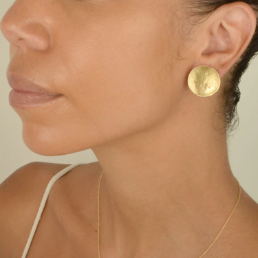 Large Hammered Disc Stud Earrings - Magpie Jewellery