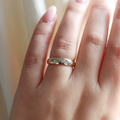 14k yellow gold Domed Diamond Band with 3 embeded  0.06ct of round brilliant cut Canadian diamonds | On hand model
