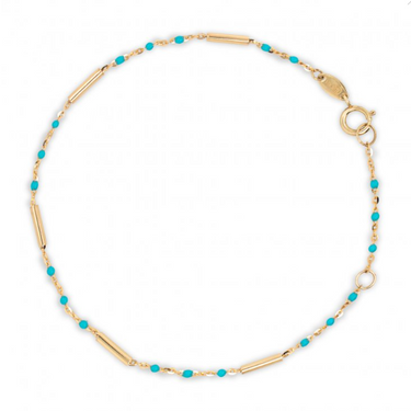 10K Yellow Gold With Enamel Bead and Bar Bracelet | Magpie Jewellery