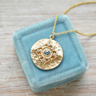 Aquamarine Mandala Necklace - Magpie Jewellery
