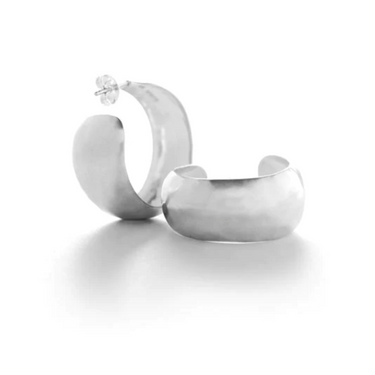 Medium Wide Hammered Hoops | Magpie Jewellery