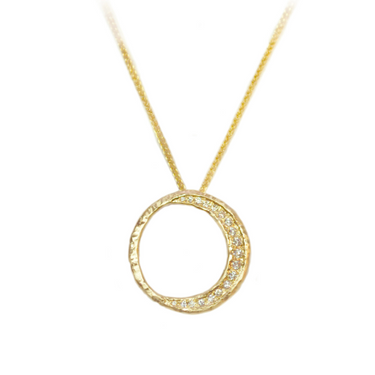 Shimmering Moon Necklace with Diamonds - Magpie Jewellery