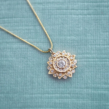 Gold & Diamond Sun Mandala Necklace - Magpie Jewellery