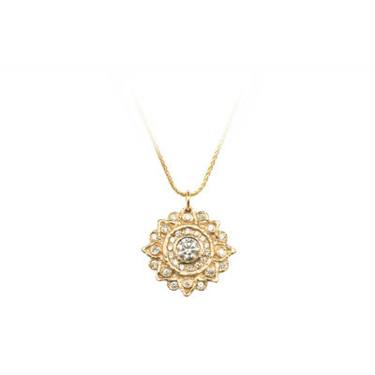 Gold & Diamond Sun Mandala Necklace - Magpie Jewellery